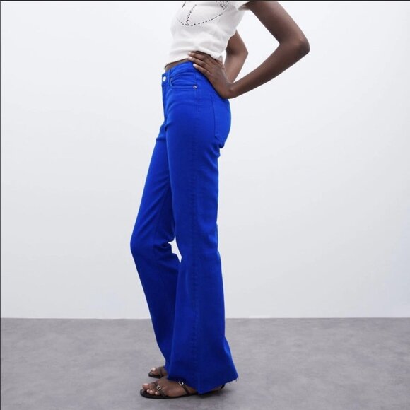 Zara Denim - Zara Women’s Jeans Size 4 Juno Blue High Waist Skinny Flare Raw Hem